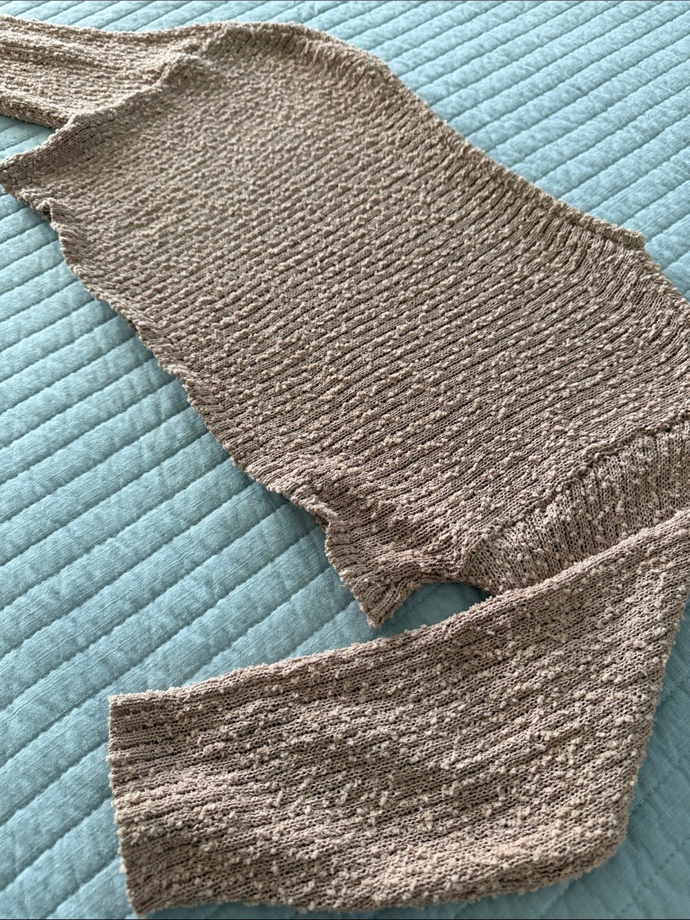 Light Brown Textured Knit Sweater